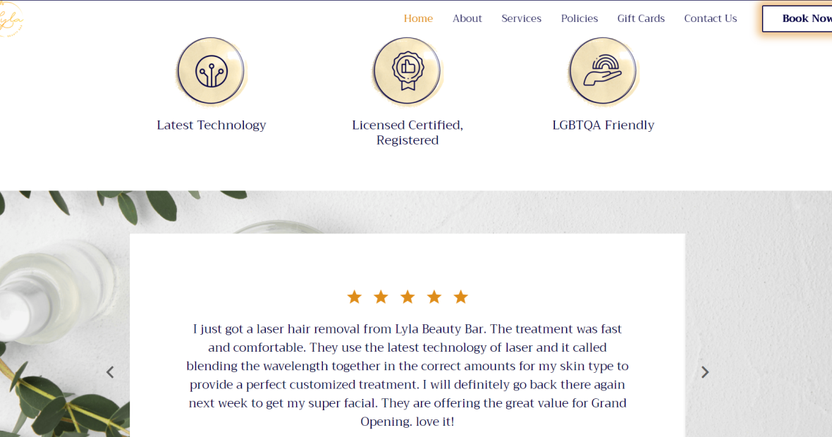 Lyla Beauty Bar Website