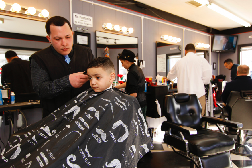 Child getting a haircut